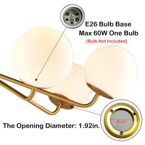 Mid-Century Modern Gold Semi Flush Mount Ceiling Light 7-Light Globe Chandelier Light